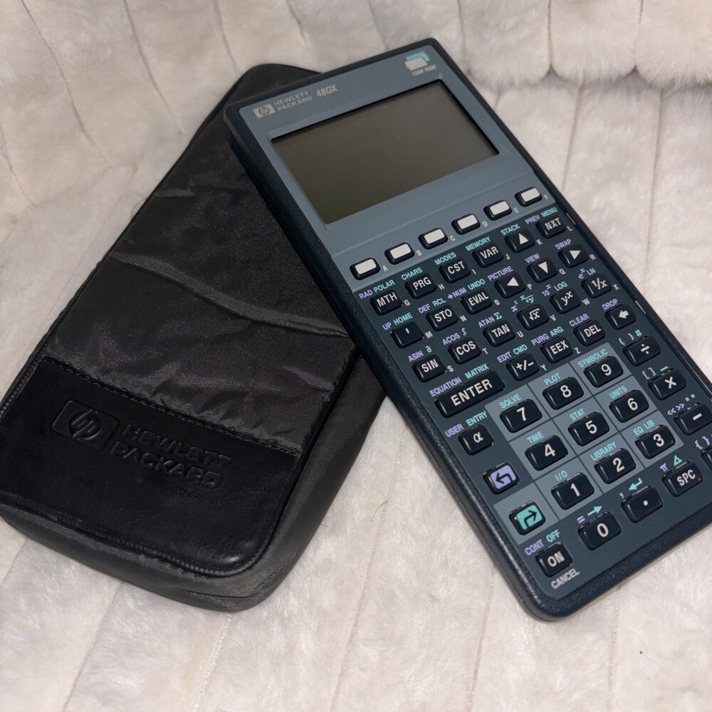 Vintage HP 48GX Graphing Calculator Screen No Flaws w/ Case Hewlett Packard